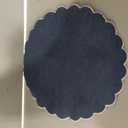 Set of 12 Navy Blue Cotton Placemats 15 Inch Round Scalloped Embroidery Placemats Washable Double Layered Rustic Table Mat Fabric Napkins for Wedding Table Decor
