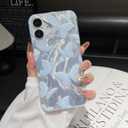 Compatible with iPhone 16 Case6.1" with Butterfly Design, Cute Slim Soft TPU + Hard PC Shockproof Protective Phone Case for Women Girls Aesthetic Glitter - Blue