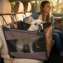 Dog Car Seat Cover with Hard Bottom Back Seat Extender for Small & Medium Dogs, Waterproof & Non-Slip Hammock, Reinforced & Stable Design with Storage Pockets for Cars, SUVs & Trucks (Brown)