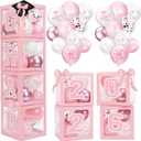 Eaasty Pink Bow Graduation Decorations Class of 2026, 4 Balloons Box and 60 Balloons with Letters 2026 Grad So Proud of You, 2026 Graduation Party Supplies for Middle High School College