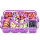 shopwithgreen Snackle Box Container, Divided Serving Tray with Lid and Handle for Party, Veggies, Fruit, Nuts, Food Tray Platter Charcuterie Snack Box Container for Entertaining, Picnic, Purple