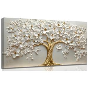 Large Tree of Life Canvas Wall Art, Gold Tree Painting Picture Wall Decor,Luxury Modern Poster Print Artwork for Living Room Bedroom Office Hotel Home Decoration 20 x40 inches