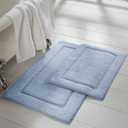Modern Threads 2-Pack Solid Loop with Non-Slip Backing Bath Mat Set 17-inch by 24-inch & 21-inch by 34-inch, Light Blue