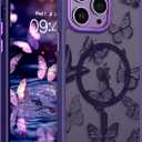 BENTOBEN for iPhone 14 Pro Max Case, Cute Butterfly Pattern Magnetic Phone Case Compatible with MagSafe Translucent Matte Slim Women Girl Protective Cover Case for iPhone 14ProMax 6.7", Dark Purple
