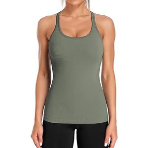 ATTRACO Ribbed Workout Tank Tops for Women with Built in Bra Tight Racerback Scoop Neck Athletic Top Size: XL