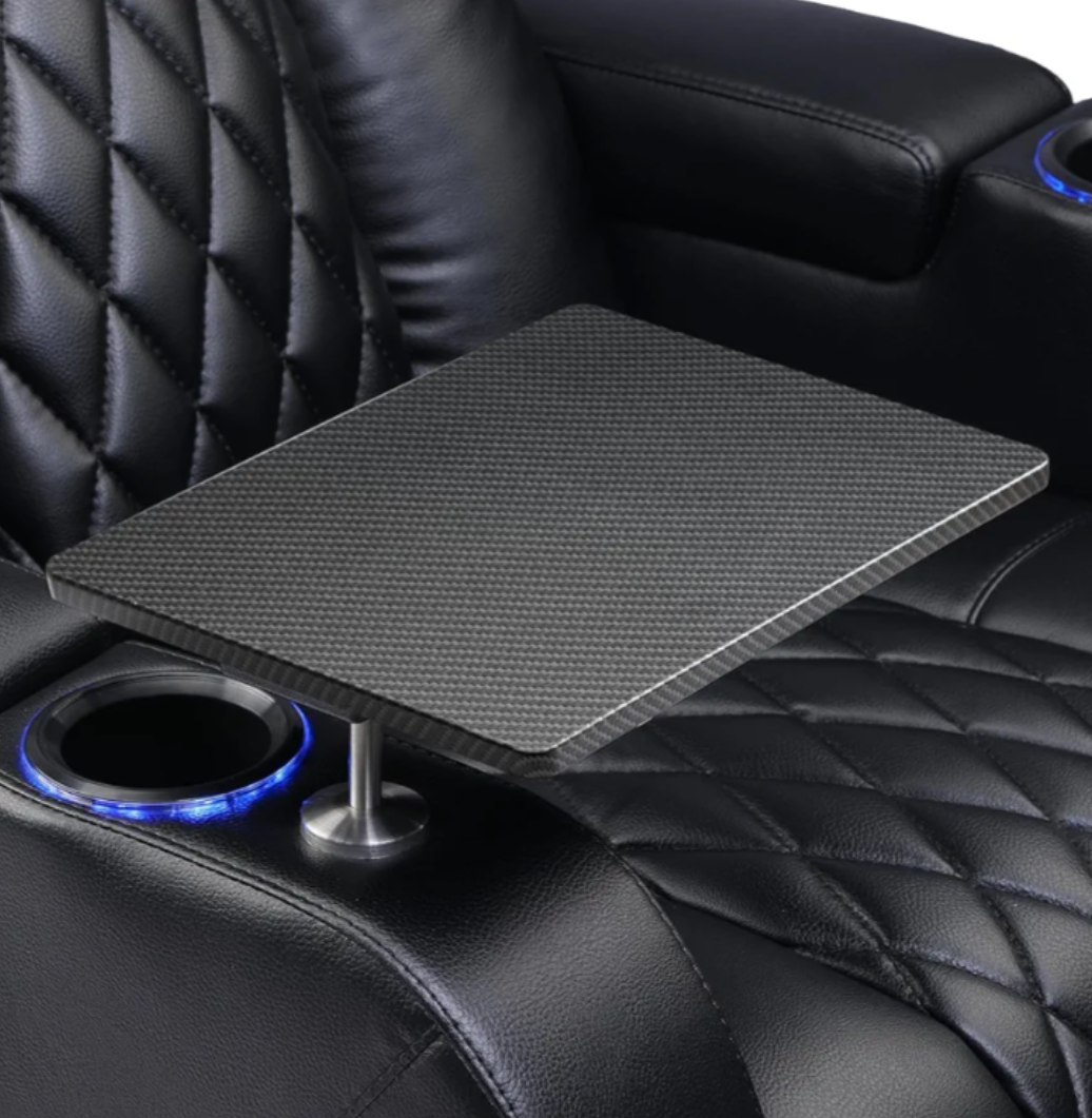 Weilianda Home Theater Seating Series Swivel Tray Table Couch Carbon Fiber Pattern