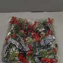 Zeyune 12 Pcs Small Christmas Wreaths for Kitchen Cabinets with Bow Ribbon Mini Cabinet Door Wreath Set Hanging Christmas Decor for Kitchen Window Outdoor Indoor, 14.96 x 7.87''(Simple Style)