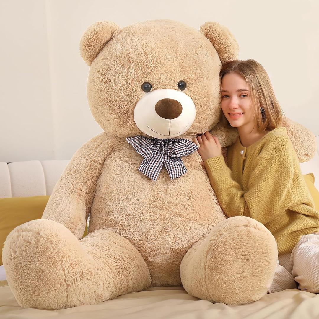 5ft Giant Teddy Bear Large Stuffed Bear for Kids, 59 inch Plush Bear Stuffed Animal Lifesize Bear for Baby Shower Decoration Christmas Valentine's Day for Girlfriend, Cream