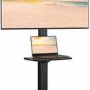 Perlegear Rolling TV Stand for 30-75 Inch, Mobile TV Cart Holds up to 110 lbs, Tilt & Height Adjustable Portable TV Stand on Wheels for Bedroom with Shelf, Outdoor TV Stand Max VESA 600x400mm PGTVMC27