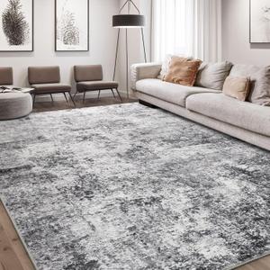 Area Rug Living Room Rugs - 9x12 Large Soft Indoor Neutral Modern Abstract Low Pile Washable Rug Carpet for Bedroom Dining Room Farmhouse Home Office - Grey (9' x 12')
