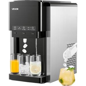 VEVOR Water Dispenser with Ice Maker, 3-in-1 Countertop Water Dispenser, 35 LBS/24H, 12 Cubes/7 Min Fast Ice Making with 4 LBS Storage, Bullet/Crushed ICES & Cold-Water, for Home, Kitchen, Party