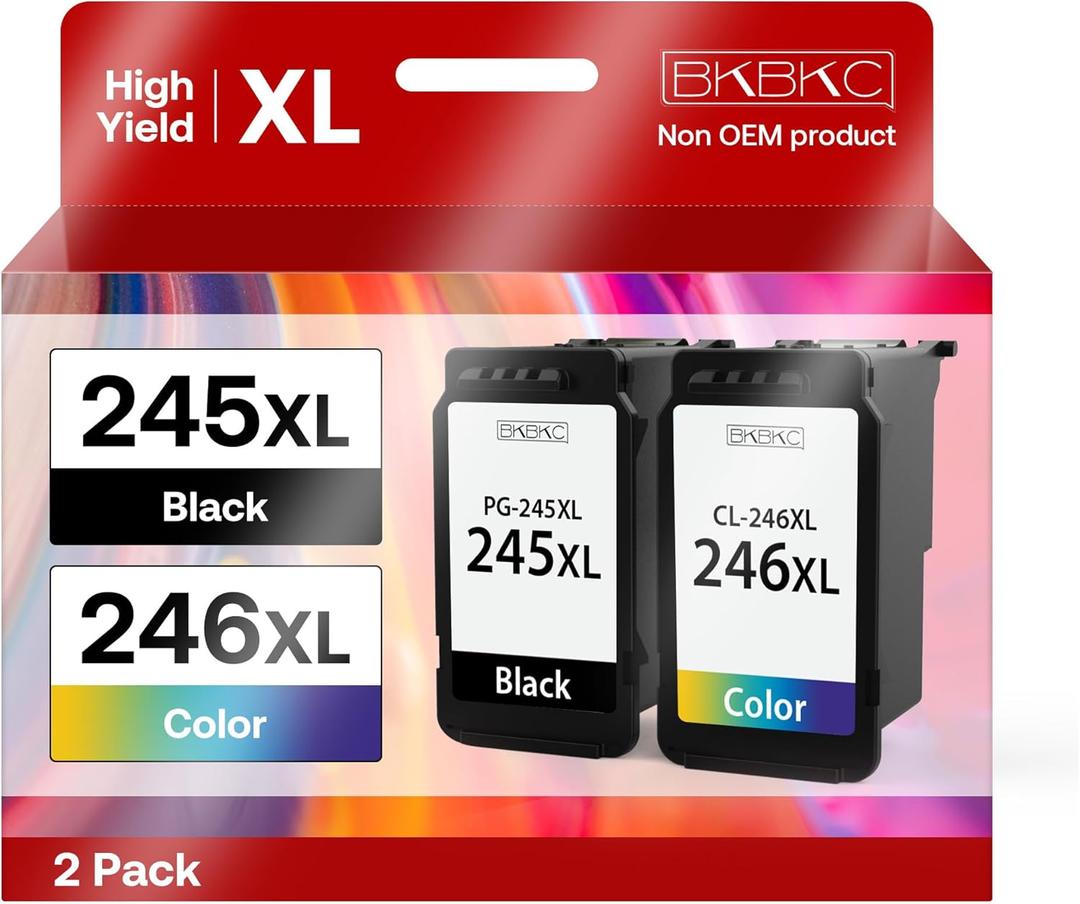 Paquete combinado de cartuchos de tinta 245XL 246XL para Canon Ink 245 y 246 remanufacturados para Canon PG-245XL CL-246XL para Canon Pixma MX492 TR4520 MG2522 TS3322 MG2500 TR4520 (1 negro