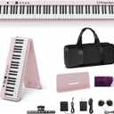 Finger Dance Folding Piano Keyboard 88 Keys, Portable Electric Keyboard with Bluetooth MIDI, Full Size Digital Piano, Wood Grain, Semi-Weighted, Touch Sensitive, with Storage Bag for Beginner