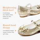 Furdeour Girls Dress Shoes Mary Jane Wedding Flower Bridesmaids Heels Glitter Princess Shoes for Kids Toddler (Gold)