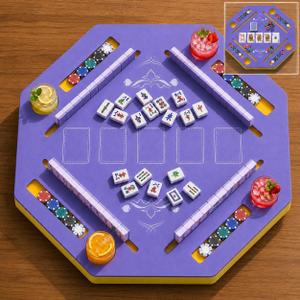 32 Inch Mahjong Table Foldable, Folding Game Table with Cup Holders, 31.5x31.5 Inch
