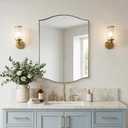 ANDY STAR Gold Bathroom Mirror, 22"x30" Scalloped Wall Mirror in Stainless Steel Metal Frame, Unique Vanity Mirror with Modern Curved Edge Design, Ideal for Bathroom, Bedroom, Entryway