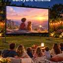 150 inch Projector Screen with Stand, 16:9 4K HD Portable Outdoor Movie Screen, Wrinkle-Free Foldable Indoor Projection Screen with Carry Bag & Ground Nails for Backyard Cinema Home Theater