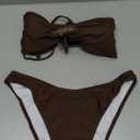 ZAFUL Womens Bandeau Bikini Set Metallic Sparkly O Ring Lace Up Tie Side High Cut Tanga Sexy Bathing Suit Swimwear (Medium)