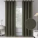 Linen Textured 100% Blackout Curtains for Nursery - 2 Panels Thermal Insulated Entryway Cottage Decor Curtains - Kitchen Waterproof Farmhouse Grommet Top Curtains(W 52 x L 82 Inch Long,Olive Green)