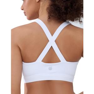 Cordaw Pickleball Sports Bras for Women High Support, Molded Cup Crisscross Back High Impact Workout Yoga Bra (Large, White)