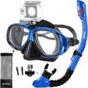 Nearsighted Snorkel Gear, Nearsighted Dry Snorkel Set for Adult Youth, Shortsighted Anti Fog Diving Mask & Dry Top Snorkel with Detachable Camera Mount for Scuba Diving, Snorkeling, Freediving (-2)