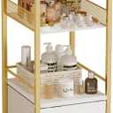 Makeup Organizer Storage Cart with Drawers, Large Floor Makeup Skincare Organizers, Rolling Makeup Cart Vanity Organizer Cosmetics Display Cases Holder for Nail Polish Brush Hair ToolGold