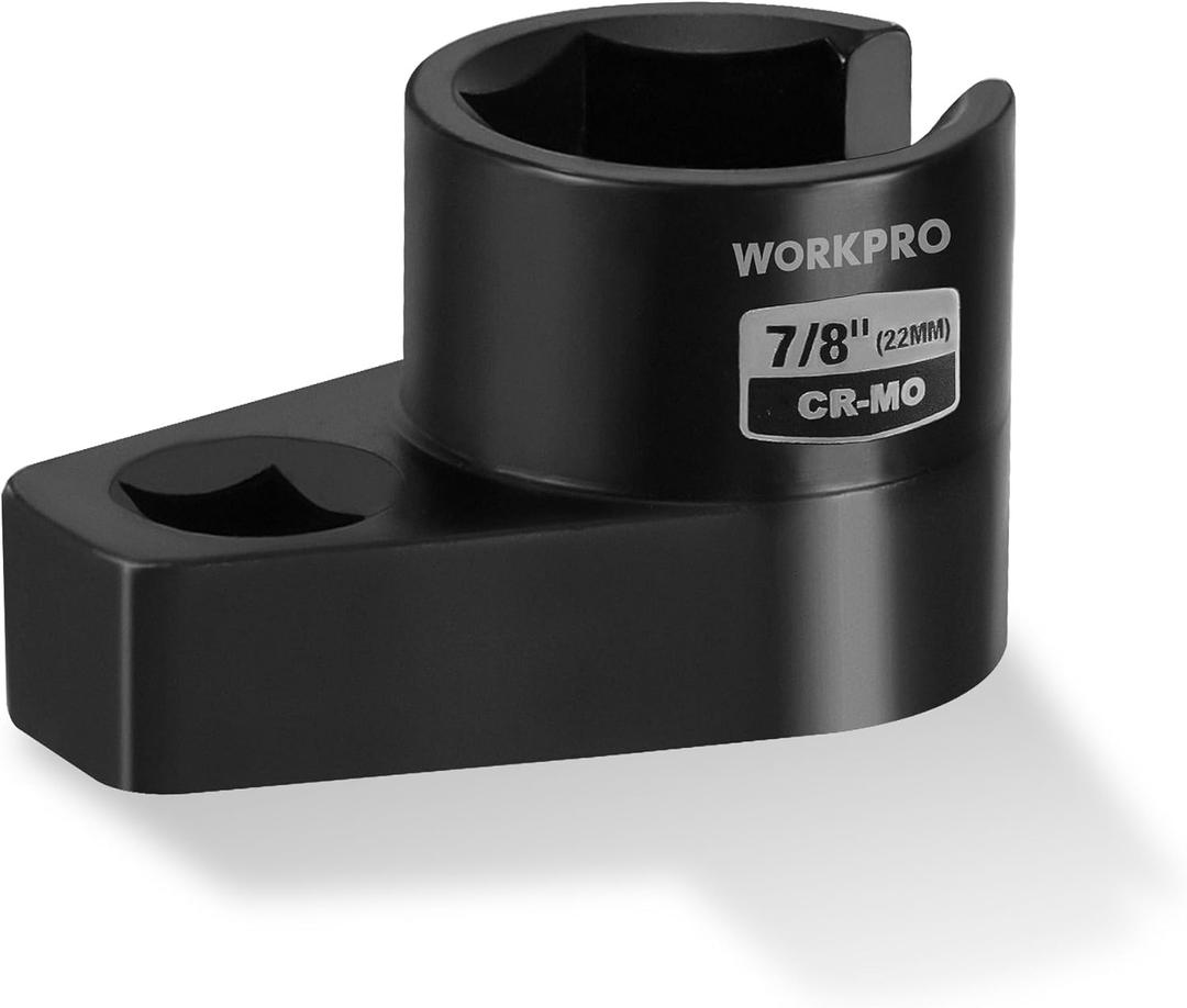 WORKPRO O2 Oxygen Sensor Socket 3/8 Drive x 7/8 22mm, Offset Oxygen Sensor Removal Tool Wrench, 6-Point O2 Sensor Tool with Wire Gate