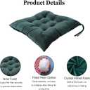 Set of 4 Chair Cushions for Dining Chairs with Ties, Indoor Non-Slip Kitchen Chair Pad and Dining Room Seat Cushion Mat for Office Living Room Outdoor 15.5" - Dark Green