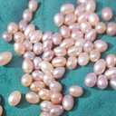 50 Pcs Freshwater Pearl Beads for Jewelry Making 7-8 mm Non-Porous Natural Pearls Beads Oval Bead Loose Gemstone Bead Crafts Gift for Women,DIY Gifts.