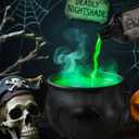 Halloween Decorations Indoor, Black Plastic witches cauldron, Cauldron Halloween Decor - DIY Floating Potion Set with Magic Floating Potion Bottles and Diffuser, Decoration for Spooky Vintage