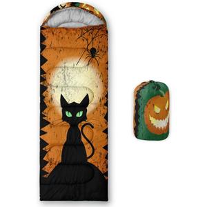 Kids Sleeping Bag for Boys Girls,Western Cowboy Print-Lightweight Warm Portable Outdoor Indoor-Waterproof Cold Weather Resistant Sleeping Bag for Camping Hiking (Cat)