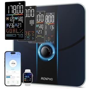 RENPHO Smart Scale for Body Weight, Body Fat Scale for BMI, Body Fat, Muscle Mass, High Accurate Bathroom Scale with Large VA Dispaly, 18 Body Composition, 400lb, ELIS 3X (Dark Blue)