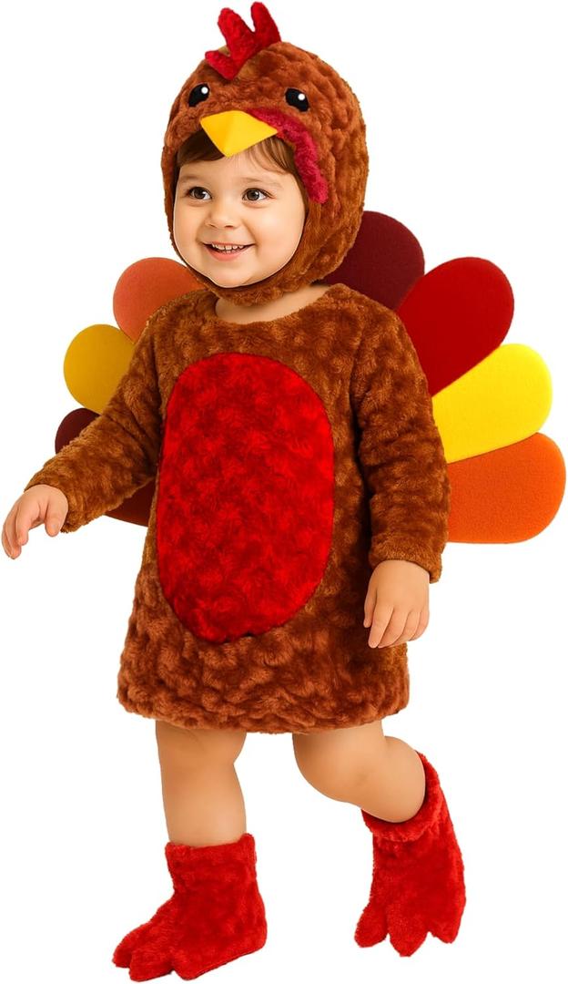 Morph Baby Turkey Costume Toddler Thanksgiving Turkey Costume for Kids Toddler Christmas Costumes for Girls Boys (3-4 Years)