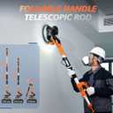 Drywall Sander with Vacuum Dust Collector, 1050W 7.33A Popcorn Ceiling Removal Tool, LED Light, 5 Variable Speed 1000-2100RPM, Foldable & Extendable Handle, 12 Sanding Discs