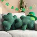 2 Pcs St Patrick's Day Throw Pillow Shamrock Pillow 14" Irish Lucky Clover Flannel Cushion Stuffed for St Patrick's Day Couch Sofa Bedroom Decoration