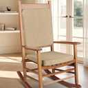 Rocking Chair Cushion Set with Machine Washable Cover Non-Slip Rocking Chair Cushions Indoor Seat and Back Pads with Ties 1 Pack, 2 Piece Set, 20"x 17"x 2" (Beige)