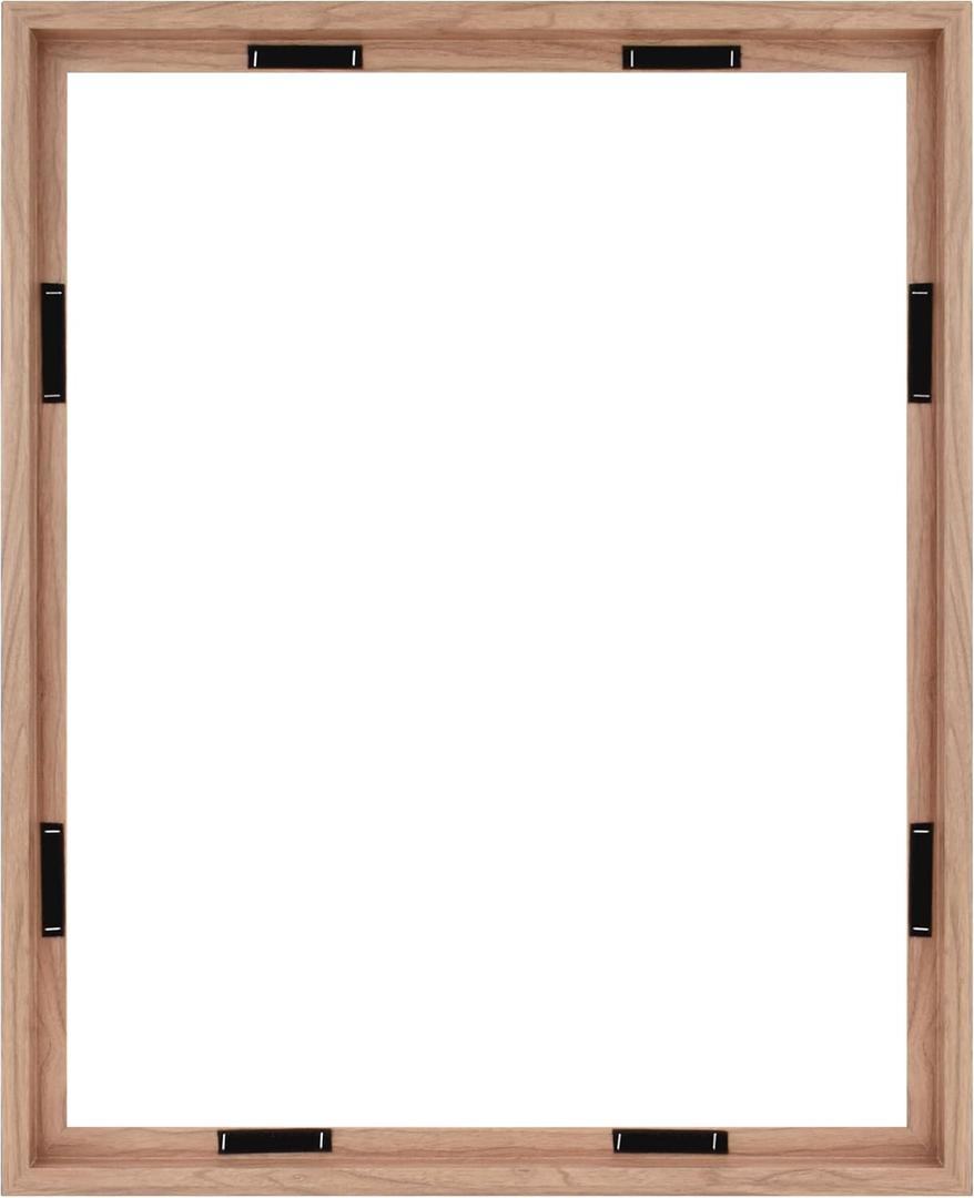 MCS Canvas Float Frames 24x30 Frame, Walnut Wood Grain for Finished Canvases, Vertical & Horizontal Wall Hanging Large with Adhesive for Canvas Paintings (1-Pack)