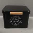 Laundry Pods Holder with Hinged Lid, Farmhouse Space-Saving Metal Container for Laundry Room Decor Organization and Storage, Detergent Dispenser for Efficient Laundry Room Use-Black