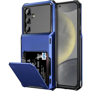 Vofolen for Samsung Galaxy S24 Wallet Case with Card Holder, 4-Card Dual Layer Heavy Duty Shockproof Wallet Case, Hidden Flip Card Slot Large Storage Protective Case for Galaxy S24, 6.2'' Navy