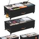 Under Bed Storage with Wheels 2-Pack, 75L XXL Under the Bed Storage Containers Large, 12" Tall Adjustable Storage for Underbed with Lids, Rolling for Shoes, Clothes, Blankets (Black)