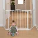 Toddleroo by North States - Deluxe Dcor Universal Fit Safety Gate: Hardware Mounted Extra Wide Metal Baby Gate with Tall Baseboard Mounts, Adjustable Child Gate; 38.3" to 72" Wide; 30" Tall; White