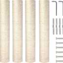 PowerKing 4-Pack 15.7" Cat Scratching Post Replacement - Natural Sisal Rope Scratcher Poles with M8 Screws for Indoor Cat Tower Renewal Parts, Cat Furniture Refill Parts (White)