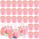 Conelist 24 Pcs Mini Mason Jar Candles Bulk 4 oz Scented Wax Candles Gift Small Soy Scented with Lid Decoration for Wedding Birthday Baby Shower, Freesia, Jasmine, Lavender(Pink)