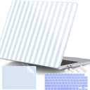 MacBook Air 13 Inch (13.6 Inch) Case, M5/M4/M3/M2 Chip 2026 2025 2024 2023 2022, Hard Plastic Printed Cover with Screen Protector & Keyboard Cover & Dust Plugs, Blue & White Stripes