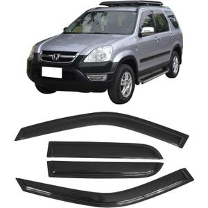 Window Visor Compatible with 2002-2006 Honda CRV SUV, Slim Style Acrylic Smoke Tinted Sun Rain Shade Guard Wind Vent Air Deflector by IKON MOTORSPORTS, 2003 2004 2005