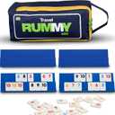 Point Games Classic Mini Rummy Game Set with 4 Exclusive Folding Playing Racks in Super Durable Travel Bag, for 2-4 Players Great Gift for Adults and Kids