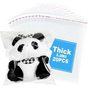 RONSBILL 20 PCS 18x24 Inches Thick 3.2Mil Self Sealing Clear Cellophane Plastic Bags Self Adhesive Large Resealable Cello Bags Packaging Clothing Gifts Artwork Poly Bag Pack of 2