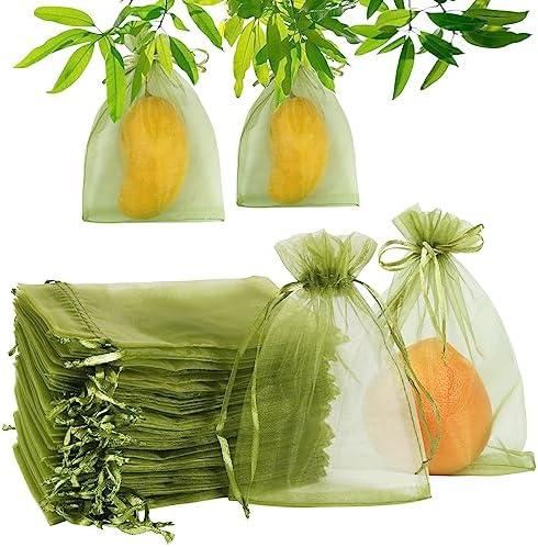 YQL 100Pcs 4"x6" Fruit Protection Bags,Fruit Netting Bags,Garden Netting Bags with Drawstring for Protecting Fruits and Vegetables