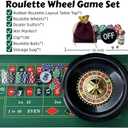 Roulette Wheel Game Set with 16" Black Wheel & 35"x18" Green Mat - Casino Tabletop Party Game for Adults, Families, Friends, Portable Casino Night Set, Premium Gift Ideas, Ages 14 and Up, Small