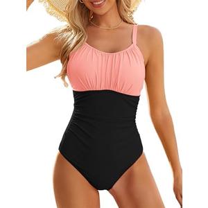 Modest One Piece Swimsuit Women Tummy Control 2025 Long Torso Slimming Bathing Suit Cute Floral Swim Suits, Medi